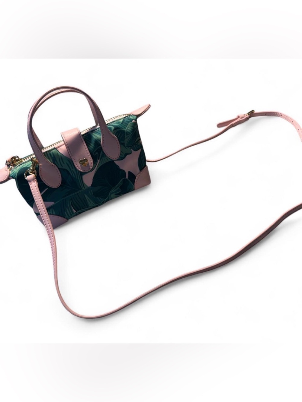 Stony Clover, Beverly Hills 
Pink Trim Tropical Print Crossbody Bag